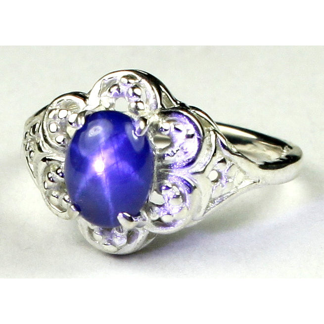 SR125 Natural Blue Star Sapphire 925 Sterling Silver Ring Image 2