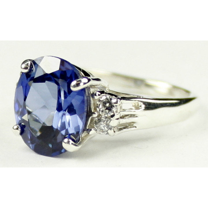 SR123 Created Blue Sapphire 925 Sterling Silver Ring Image 2