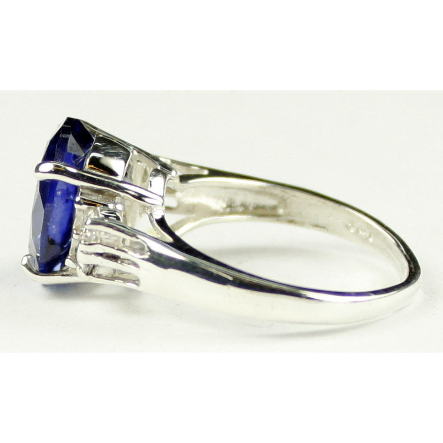 SR123 Created Blue Sapphire 925 Sterling Silver Ring Image 3