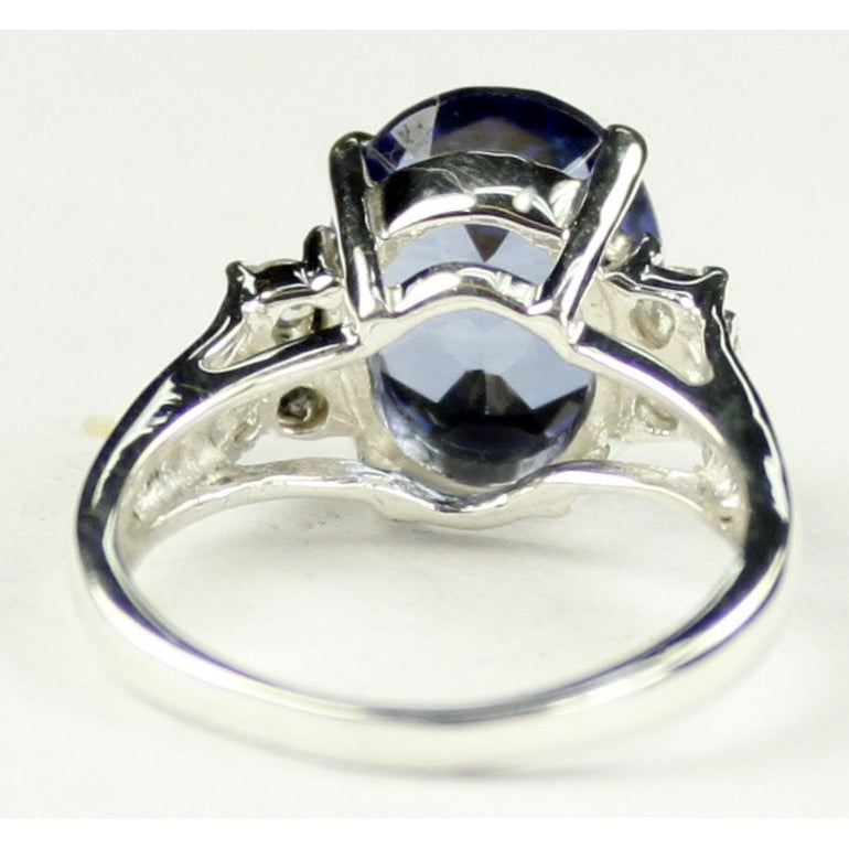 SR123 Created Blue Sapphire 925 Sterling Silver Ring Image 4