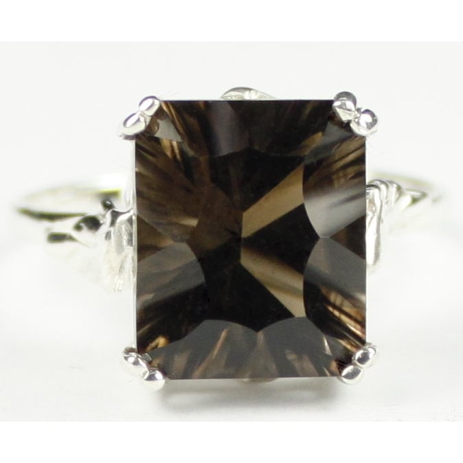 SR188 12x10mm Smoky Quartz 925 Sterling Silver Ring Image 1