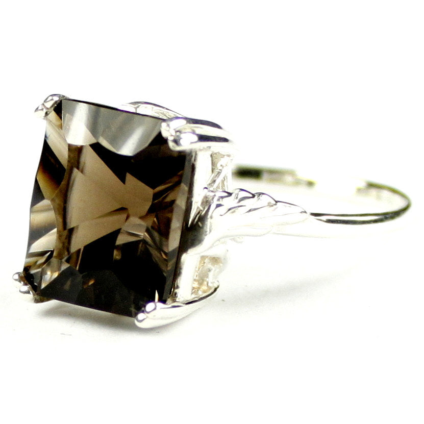 SR188 12x10mm Smoky Quartz 925 Sterling Silver Ring Image 2