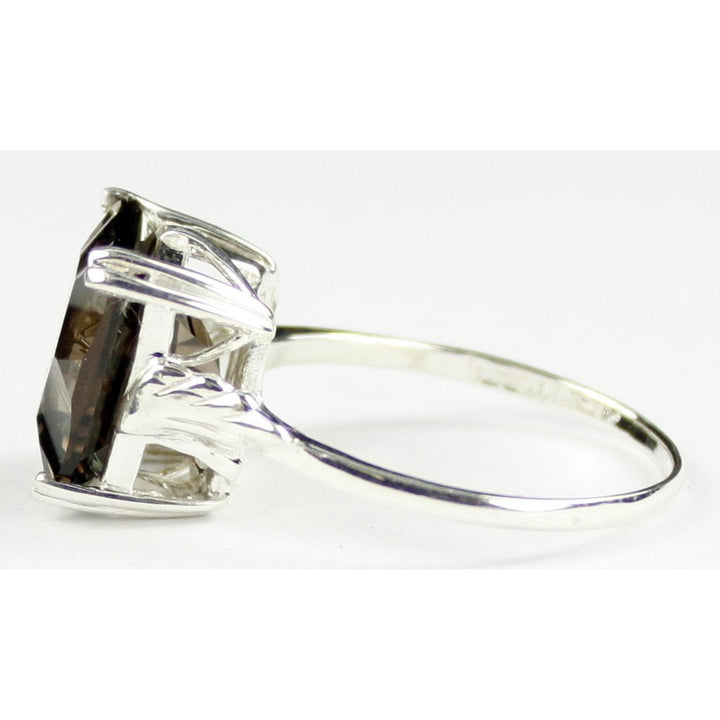 SR188 12x10mm Smoky Quartz 925 Sterling Silver Ring Image 3