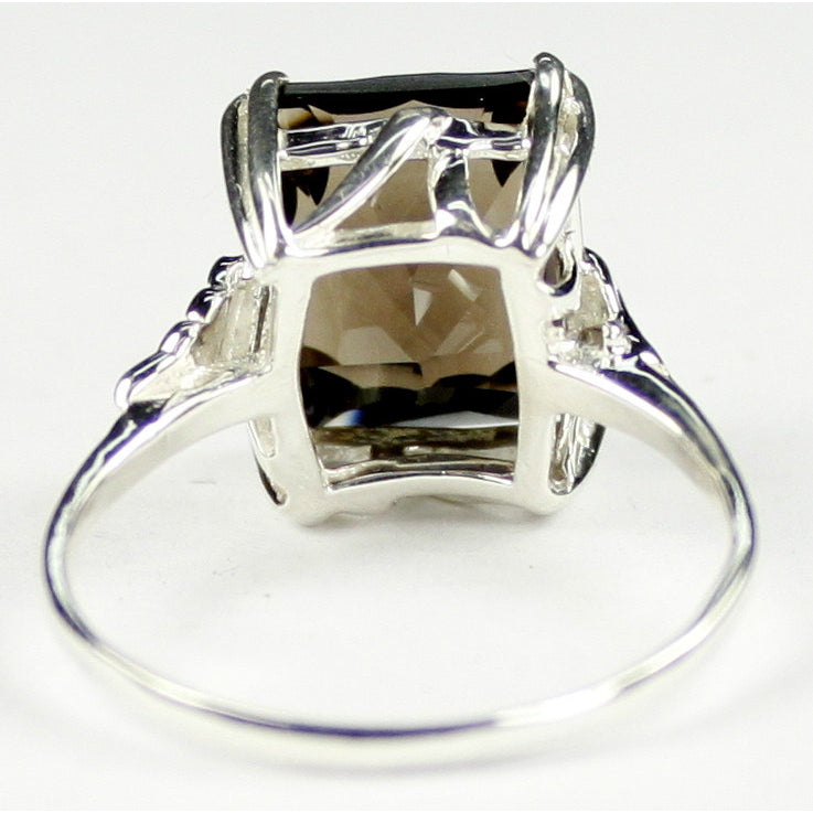 SR188 12x10mm Smoky Quartz 925 Sterling Silver Ring Image 4