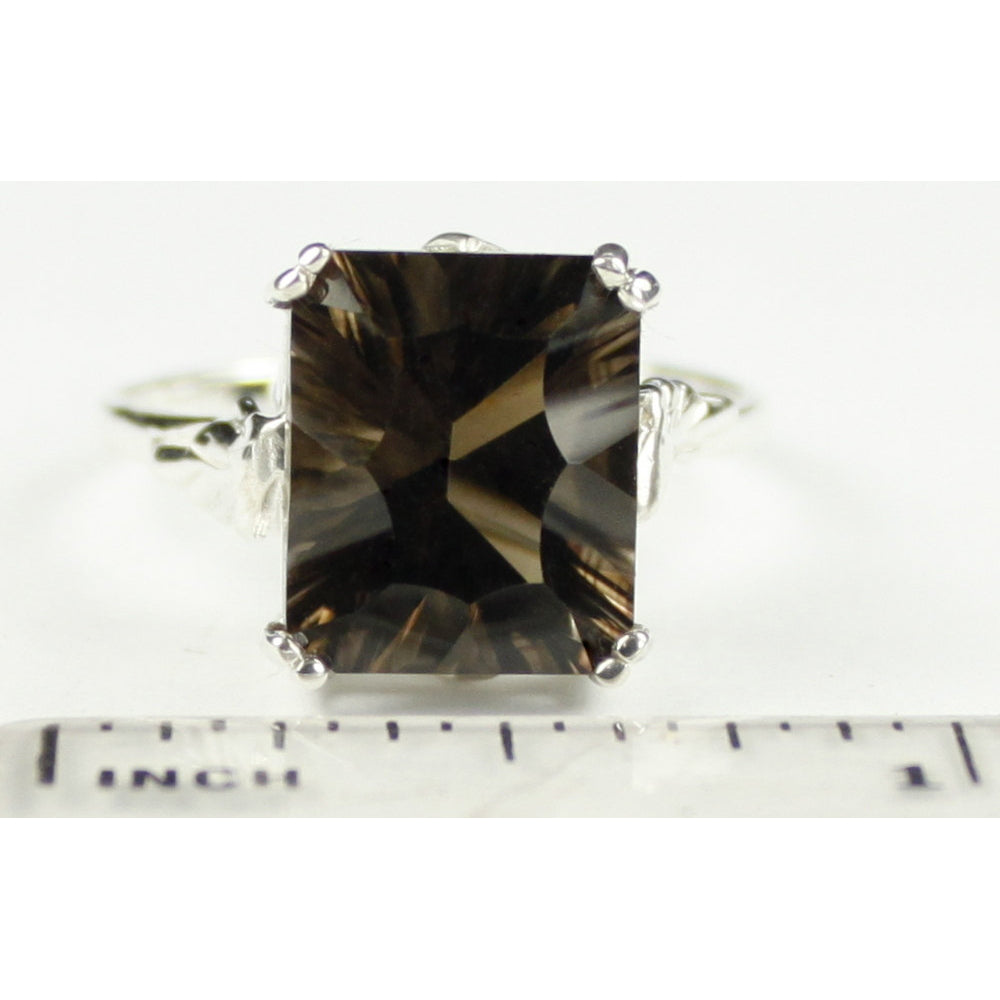 SR188 12x10mm Smoky Quartz 925 Sterling Silver Ring Image 4