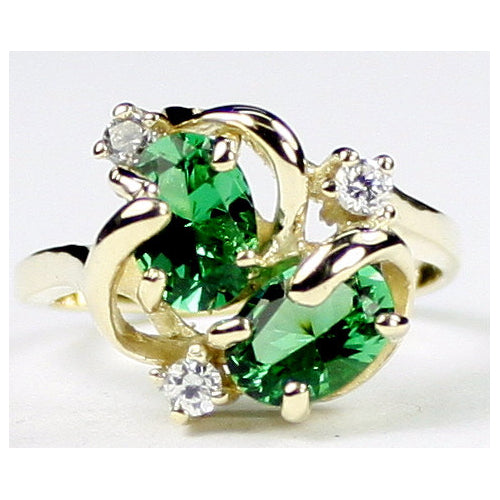 10K Gold Ladies Ring Created Emerald R016 Image 1
