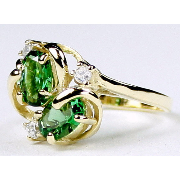 10K Gold Ladies Ring Created Emerald R016 Image 2