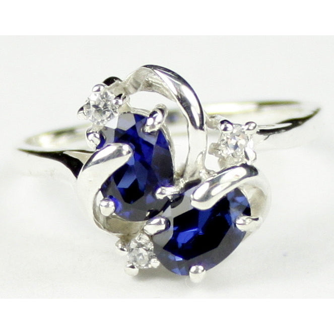 Sterling Silver Ladies Ring Created Blue Sapphire SR016 Image 1