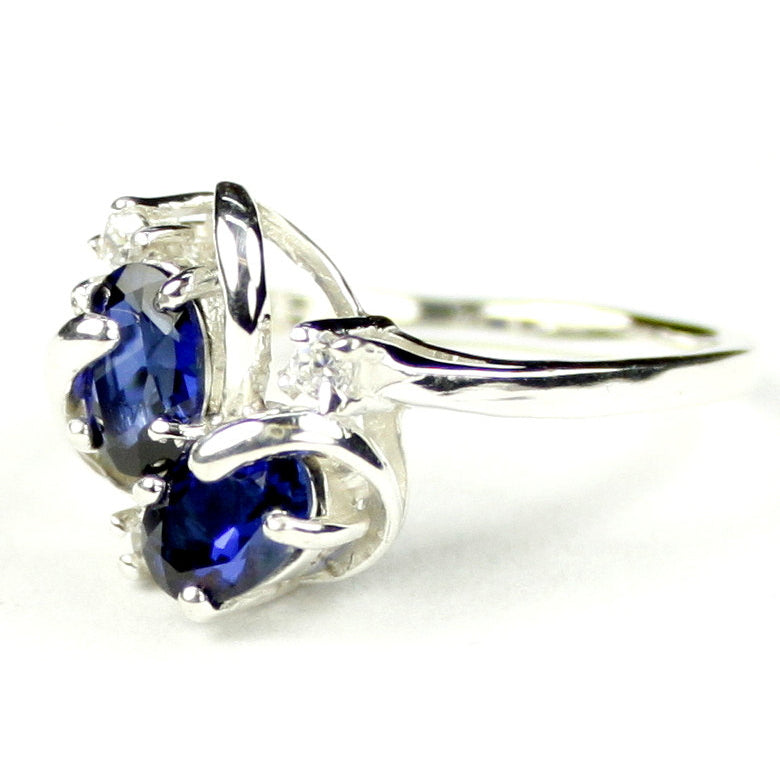 Sterling Silver Ladies Ring Created Blue Sapphire SR016 Image 2