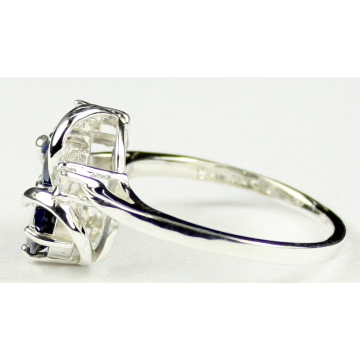 Sterling Silver Ladies Ring Created Blue Sapphire SR016 Image 3