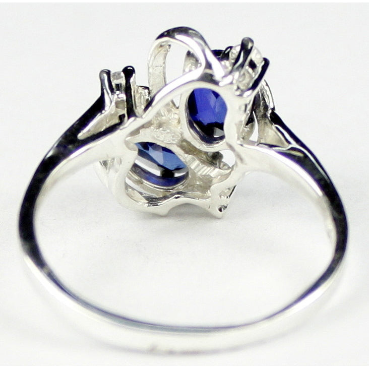 Sterling Silver Ladies Ring Created Blue Sapphire SR016 Image 4