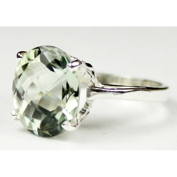 Sterling Silver Ladies Ring Green Amethyst SR055 Image 2