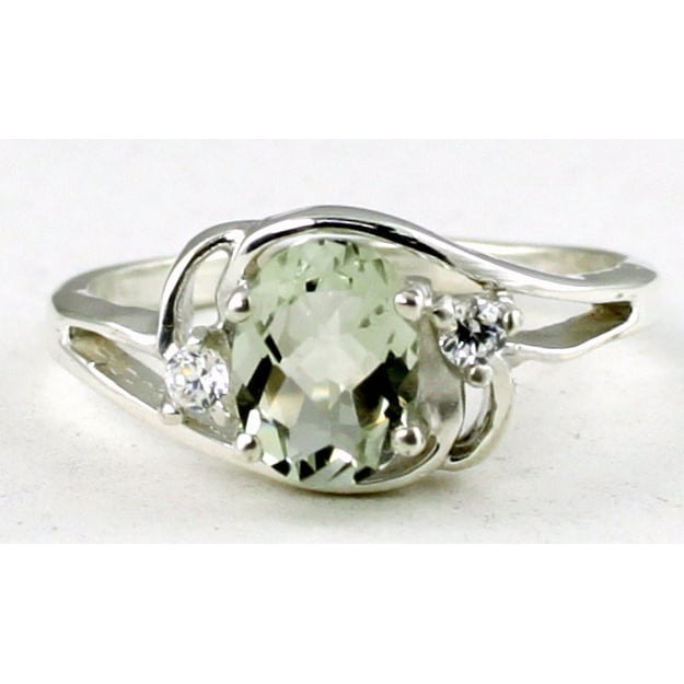 SR176 Green Amethyst 925 Sterling Silver Ring Image 1