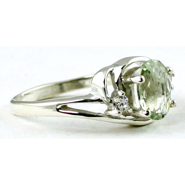 SR176 Green Amethyst 925 Sterling Silver Ring Image 2