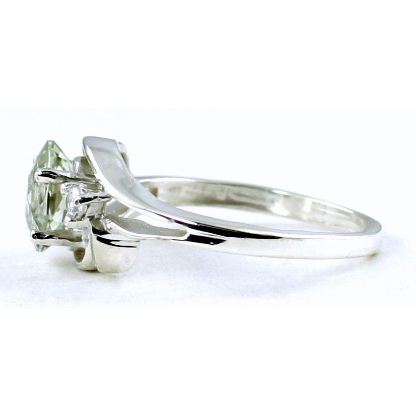 SR176 Green Amethyst 925 Sterling Silver Ring Image 3