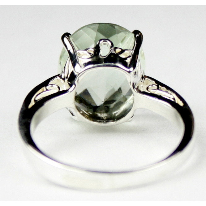 Sterling Silver Ladies Ring Green Amethyst SR055 Image 4