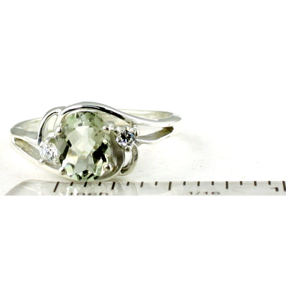 SR176 Green Amethyst 925 Sterling Silver Ring Image 4