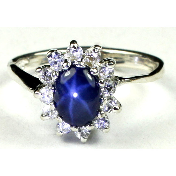 SR235 Natural Blue Star Sapphire 925 Sterling Silver Ring Image 1