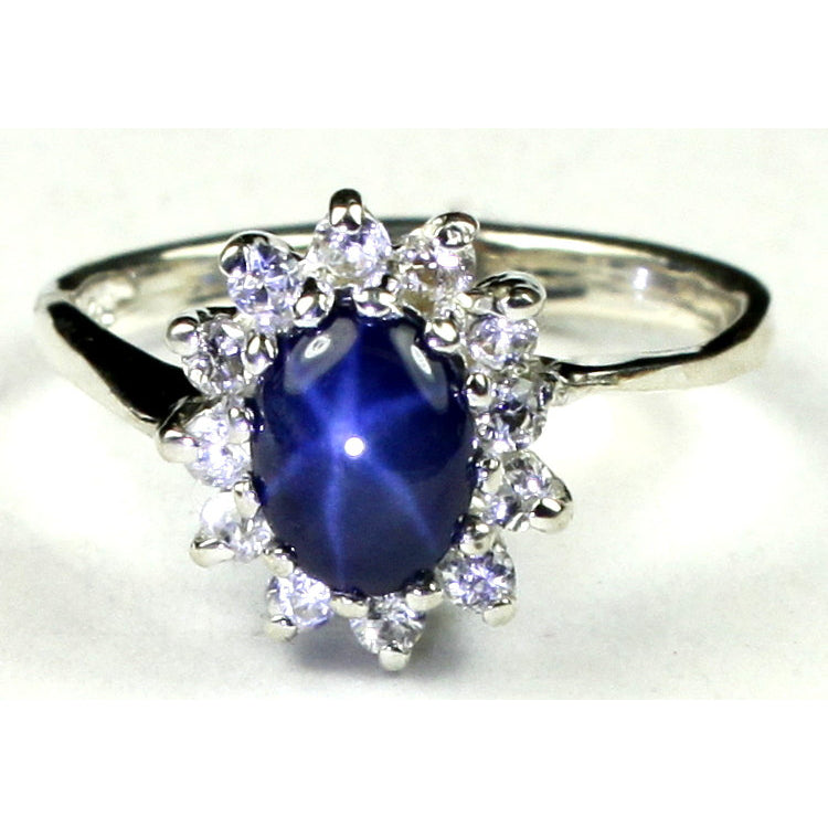 SR235 Natural Blue Star Sapphire 925 Sterling Silver Ring Image 1