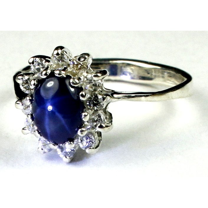 SR235 Natural Blue Star Sapphire 925 Sterling Silver Ring Image 2