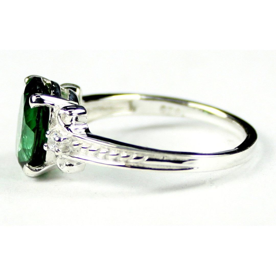 SR136 Created Emerald 925 Sterling Silver Ring Image 3