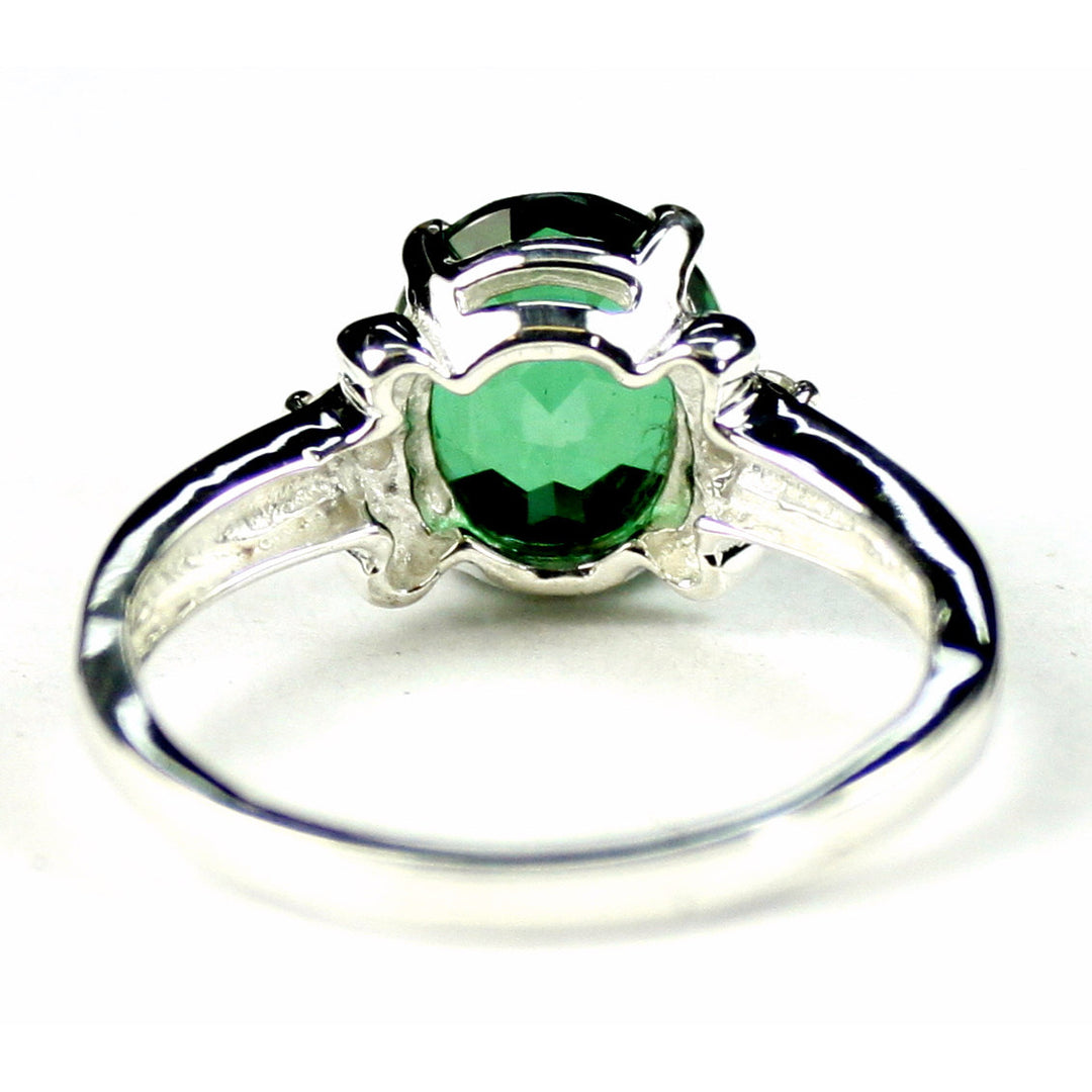 SR136 Created Emerald 925 Sterling Silver Ring Image 4