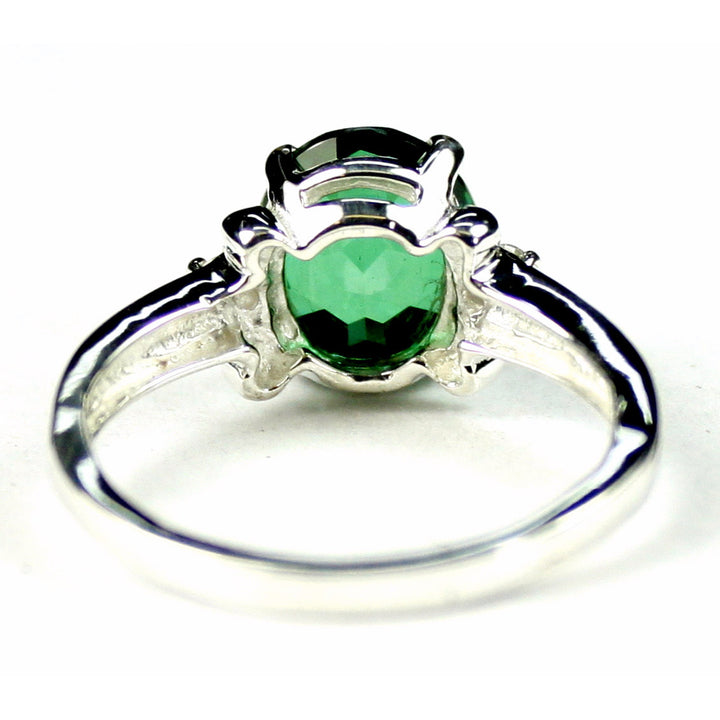 SR136 Created Emerald 925 Sterling Silver Ring Image 4