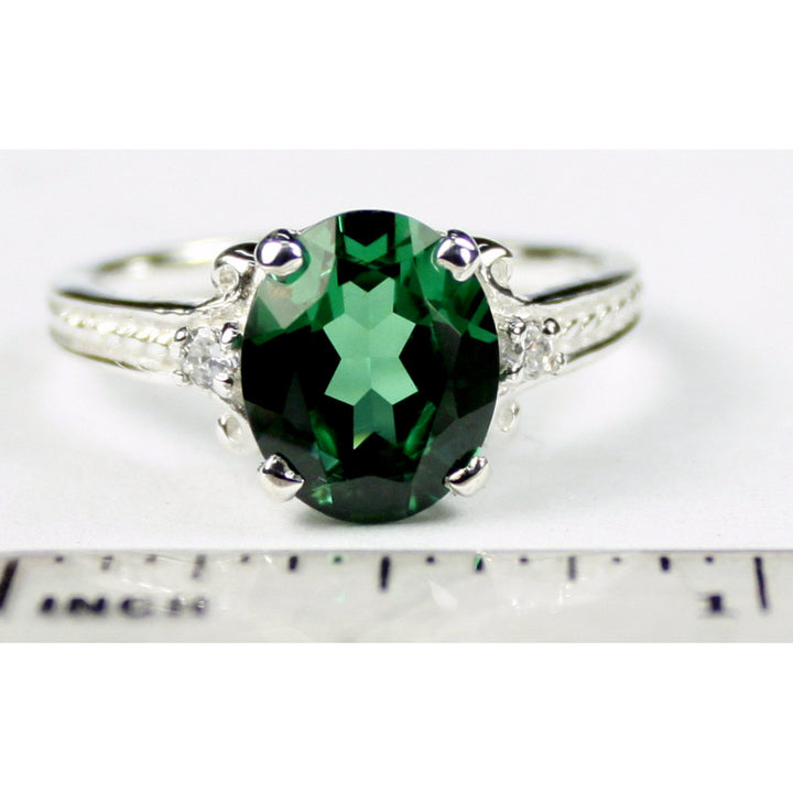 SR136 Created Emerald 925 Sterling Silver Ring Image 4