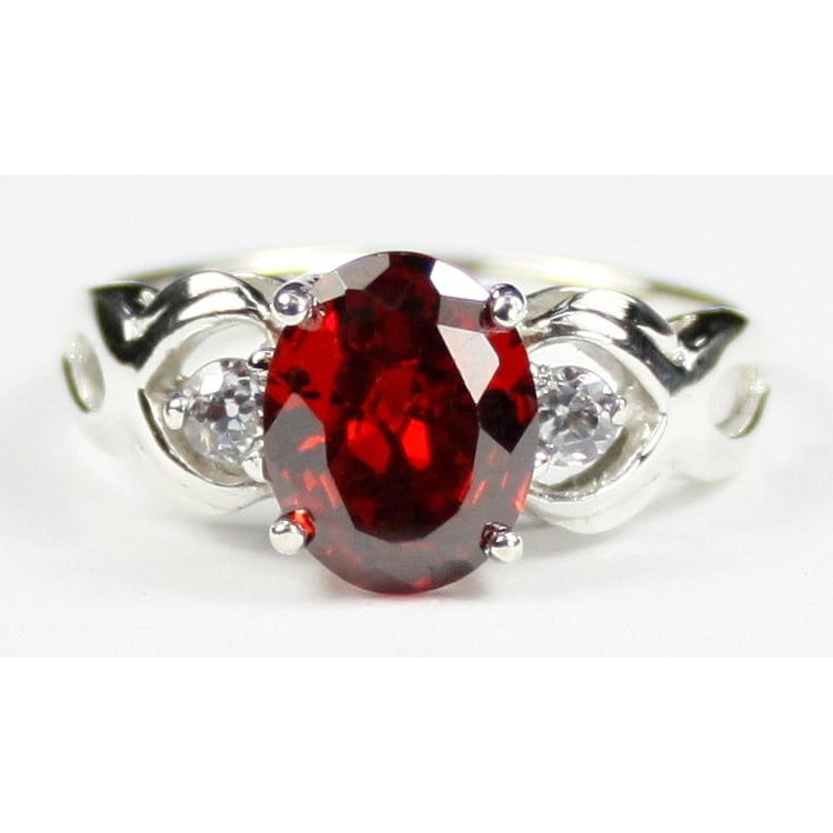 SR243 10x8mm Garnet CZ 925 Sterling Silver Ring Image 1