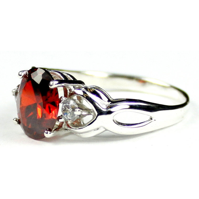 SR243 10x8mm Garnet CZ 925 Sterling Silver Ring Image 2