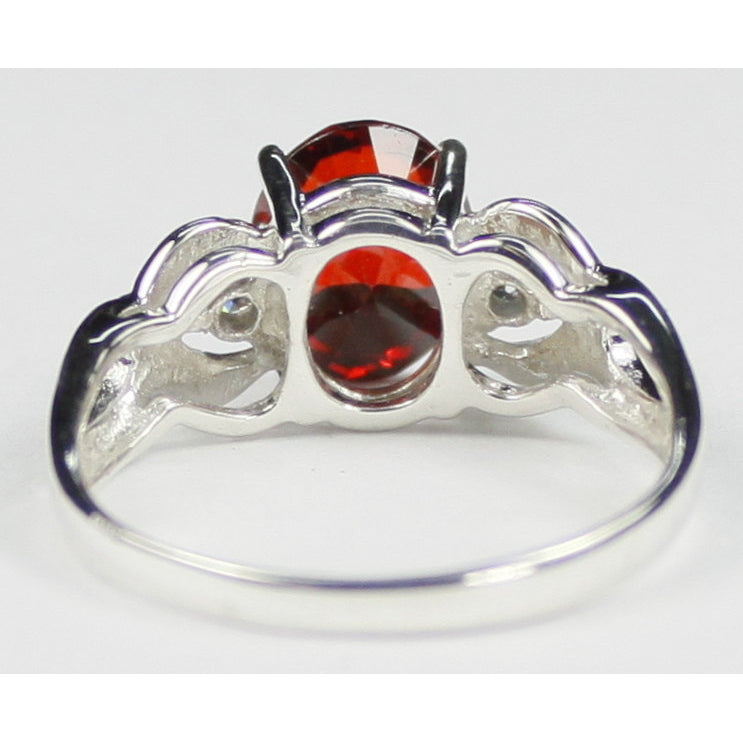 SR243 10x8mm Garnet CZ 925 Sterling Silver Ring Image 4