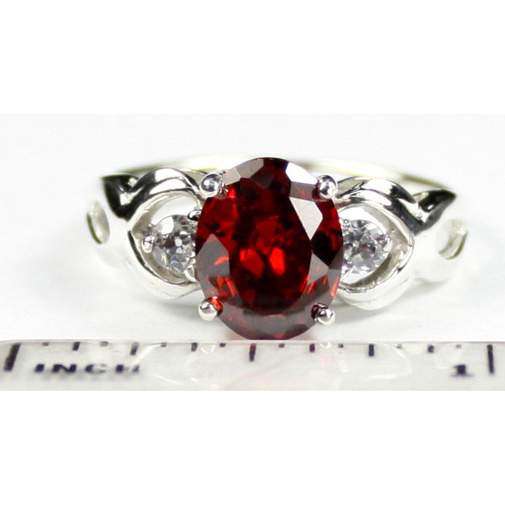 SR243 10x8mm Garnet CZ 925 Sterling Silver Ring Image 4