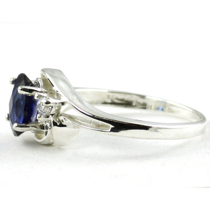 SR176 Created Blue Sapphire Sterling Silver Ring Image 3