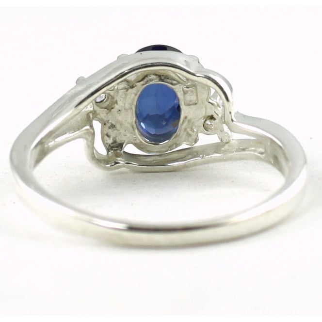 SR176 Created Blue Sapphire Sterling Silver Ring Image 4