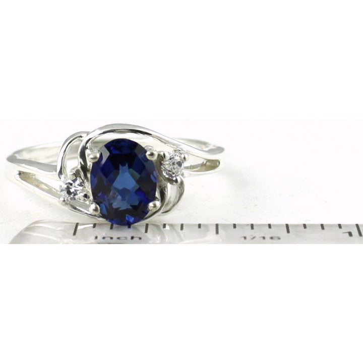 SR176 Created Blue Sapphire Sterling Silver Ring Image 4