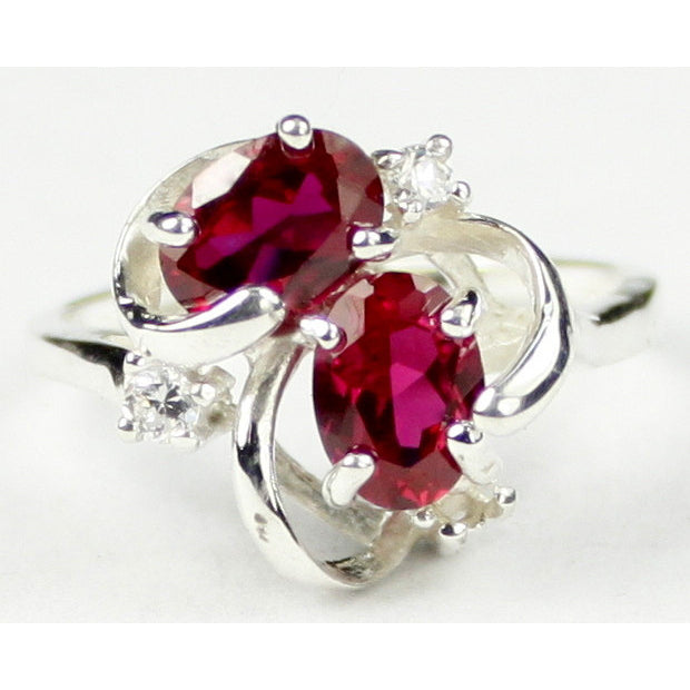 Sterling Silver Ladies Ring Created Ruby SR016 Image 1