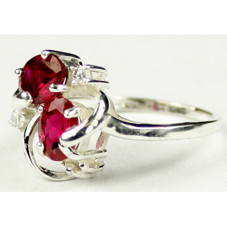 Sterling Silver Ladies Ring Created Ruby SR016 Image 2