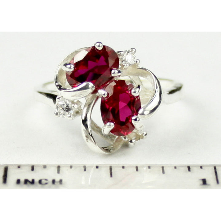 Sterling Silver Ladies Ring Created Ruby SR016 Image 4