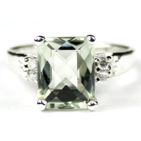 SR221 Green Amethyst Sterling Silver Ring Image 2