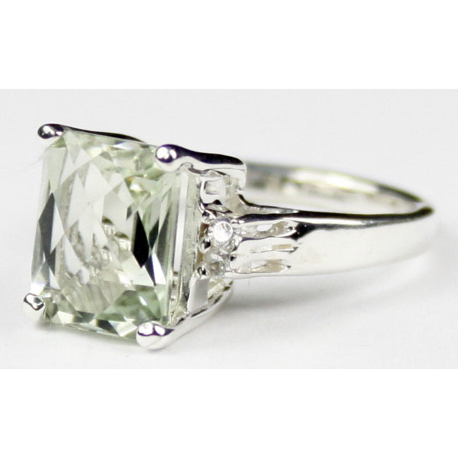 SR221 Green Amethyst Sterling Silver Ring Image 3