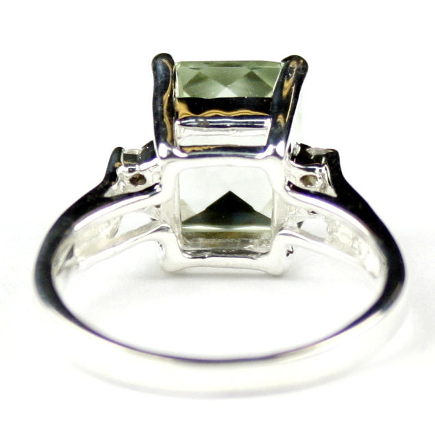 SR221 Green Amethyst Sterling Silver Ring Image 4