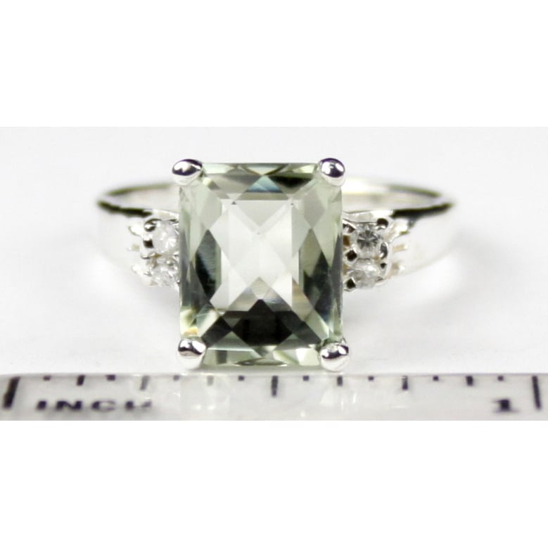 SR221 Green Amethyst Sterling Silver Ring Image 6