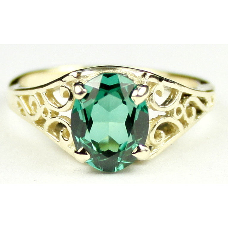 10K Gold Ladies Ring Created Emerald R005 Image 1