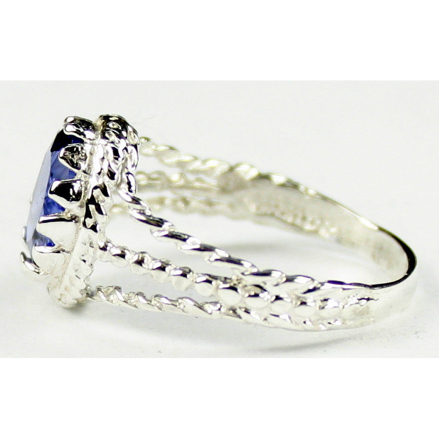 SR070 9x7mm Created Blue Sapphire 925 Sterling Silver Ring Image 3