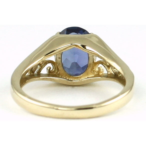 10K Gold Ladies Ring Created Blue Sapphire R005 Image 4