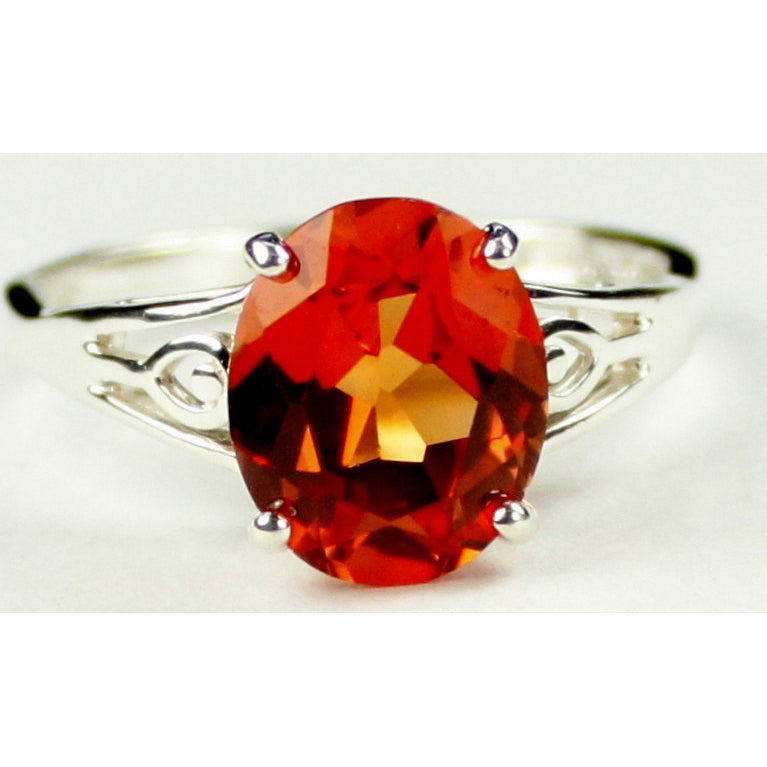 SR139 4.5 cts Created Padparadsha Sapphire Sterling Silver Ring Image 1