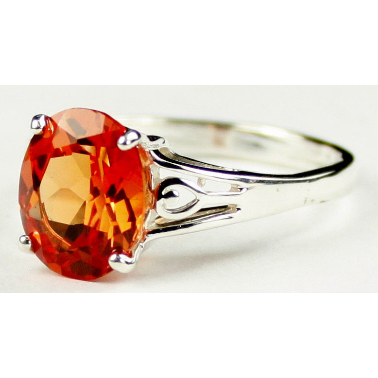 SR139 4.5 cts Created Padparadsha Sapphire Sterling Silver Ring Image 2