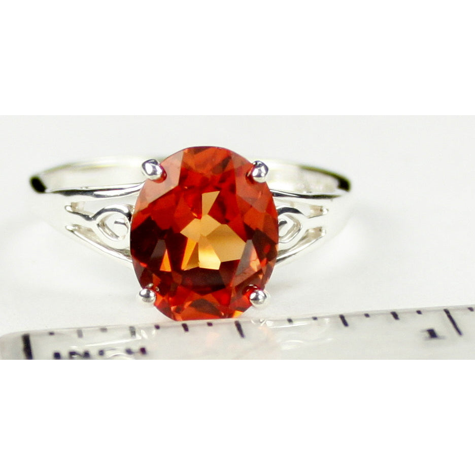 SR139 4.5 cts Created Padparadsha Sapphire Sterling Silver Ring Image 4