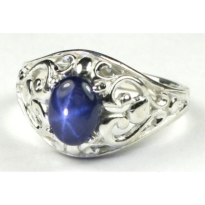 SR111 Natural Blue Star Sapphire Sterling Silver Ring Image 2