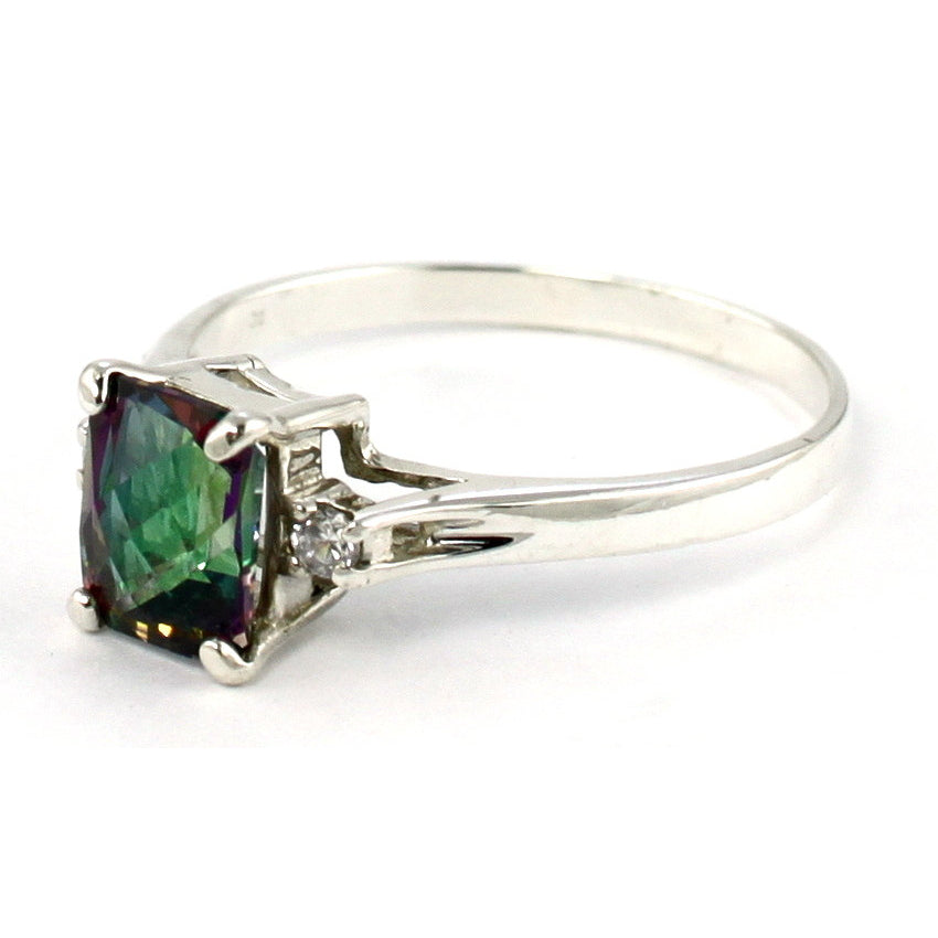 SR171 8x6mm Mystic Fire Topaz 925 Sterling Silver Ring Image 2